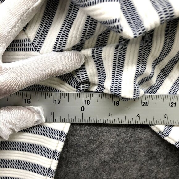 Talbots Textured Knit Top Womens XS Balloon Sleeve White Blue Striped Nautical - Picture 9 of 9